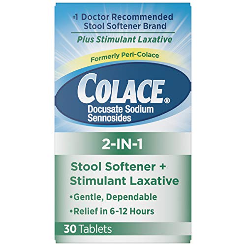Colace 2-In-1 Stool Softener & Stimulant Laxative Tablets, Gentle Constipatio...