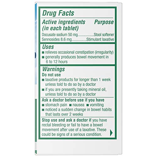 Colace 2-In-1 Stool Softener & Stimulant Laxative Tablets, Gentle Constipatio...