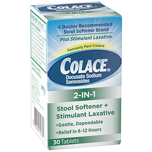 Colace 2-In-1 Stool Softener & Stimulant Laxative Tablets, Gentle Constipatio...