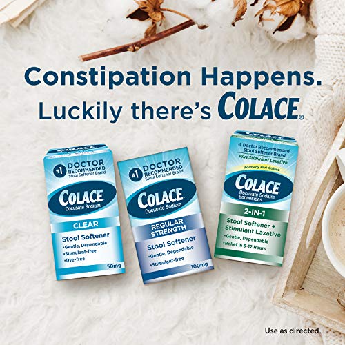 Colace Regular Strength Stool Softener 100 mg Capsules 10 Count Docusate Sodi...