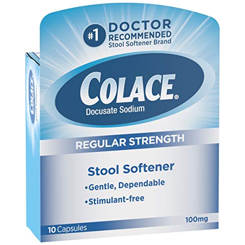 Colace Regular Strength Stool Softener 100 mg Capsules 10 Count Docusate Sodi...