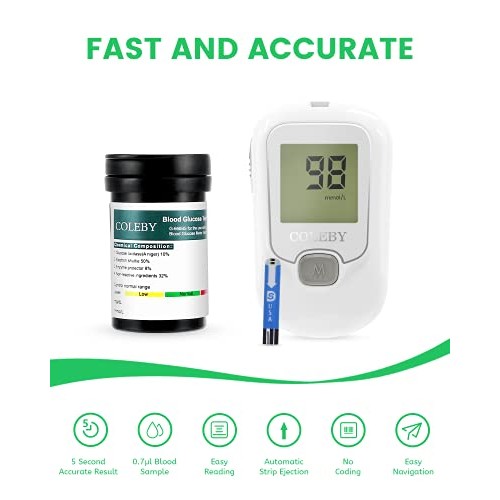 Blood Glucose Monitor - Diabetes Testing Kit with 100 Test Strips and 100 Lan...