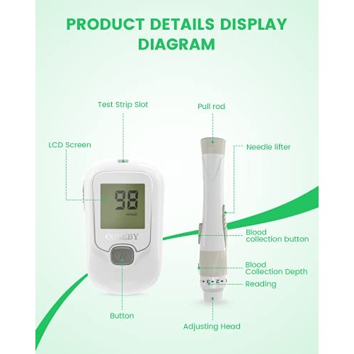 Blood Glucose Monitor - Diabetes Testing Kit with 100 Test Strips and 100 Lan...