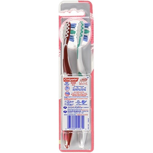 Colgate 360° Advanced Optic White Toothbrush, Soft, 2 Count