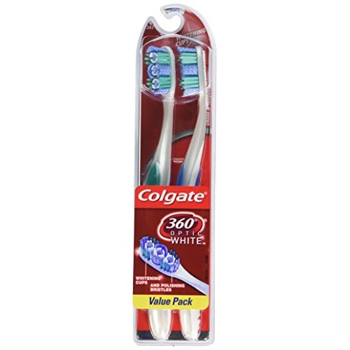 Colgate 360° Optic ning Toothbrush, Soft, White, 2 Count