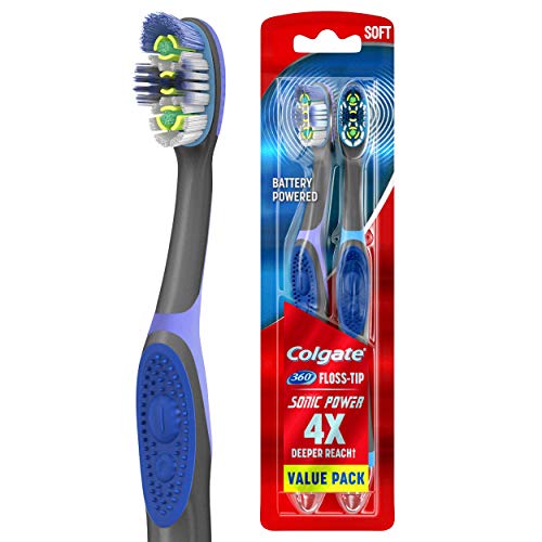 Colgate 360 Sonic Battery Power Electric Toothbrush with Floss-Tip Bristles a...