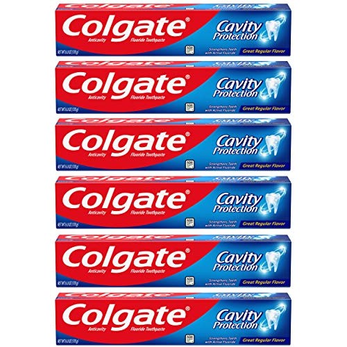 Colgate Cavity Protection Toothpaste with Fluoride -White 6 Ounce (Pack of 6)