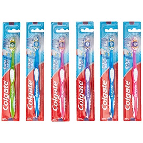 Colgate Extra Clean Toothbrush Full Head Firm #40, Brushes Hard (Pack of 6)