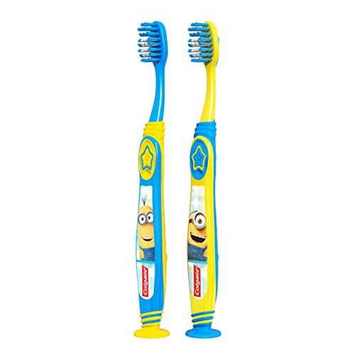 Colgate Kids Toothbrush with Extra Soft Bristles and Suction Cup Holder, Mini...