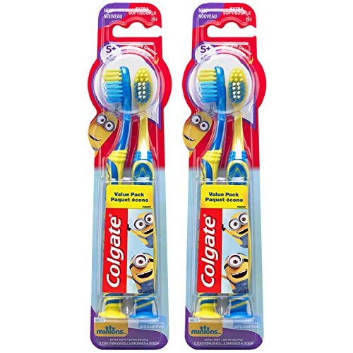 Colgate Kids Toothbrush with Extra Soft Bristles and Suction Cup Holder, Mini...