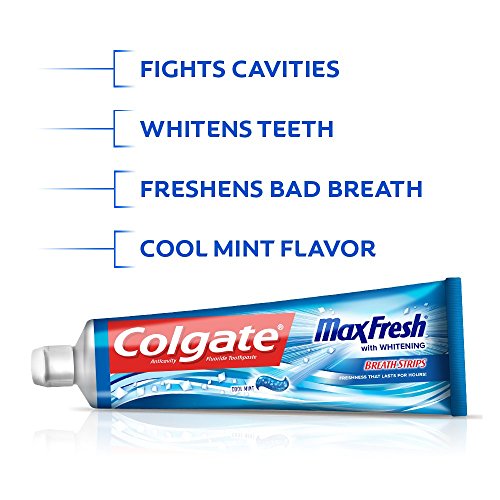 Colgate Max Fresh Toothpaste with Mini Breath Strips, Cool Mint - 7.6 Ounce (...