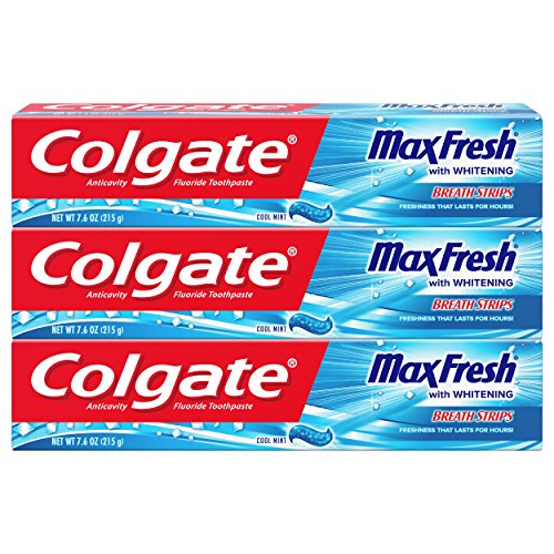 Colgate Max Fresh Toothpaste with Mini Breath Strips, Cool Mint - 7.6 Ounce (...
