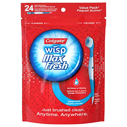 Colgate Max Fresh Wisp Disposable Mini Toothbrush, Peppermint - 24 Count