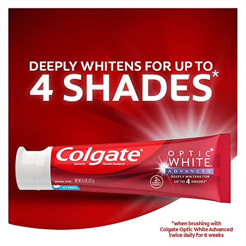 Colgate Optic White Advanced Teeth Whitening Toothpaste with Fluoride, 2% Hyd...