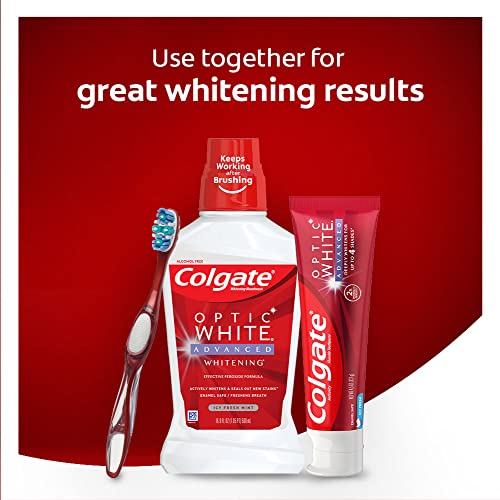 Colgate Optic White Advanced Teeth Whitening Toothpaste with Fluoride, 2% Hyd...