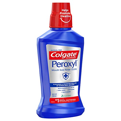Colgate Peroxyl Antiseptic Mouth Sore Rinse, Mild Mint - 250mL, 8.45 fluid ounce