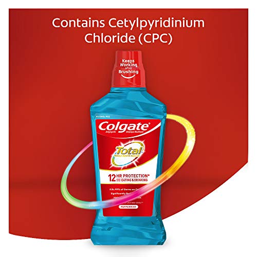 Colgate Total Alcohol Free Mouthwash for Bad Breath, Antibacterial Formula, P...