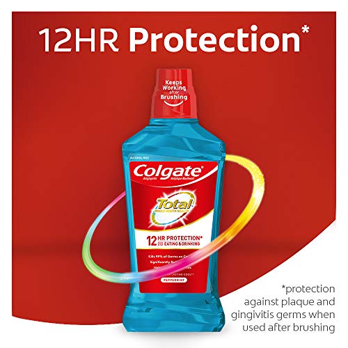 Colgate Total Pro-Shield Alcohol Free Mouthwash, Peppermint - 500mL, 16.9 flu...