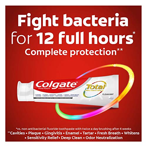 Colgate Total Toothpaste, Clean Mint, 9.6 Ounce (2-Pack)