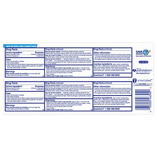 Colgate Total Whitening Toothpaste with Stannous Fluoride and Zinc, Sensitivi...