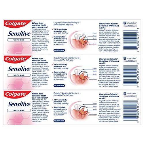 Colgate Whitening Toothpaste for Sensitive Teeth, Enamel Repair and Cavity Pr...