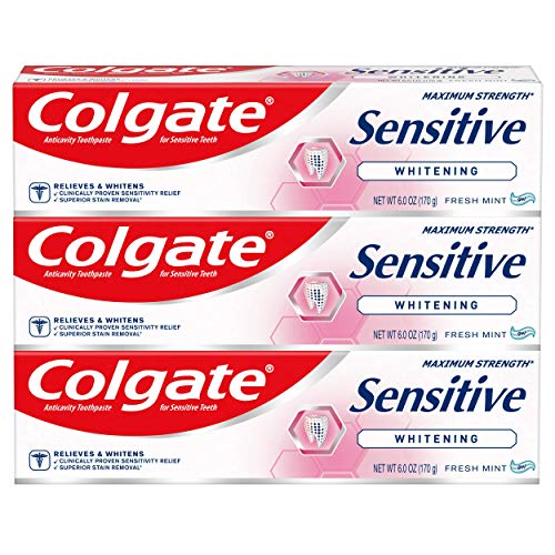 Colgate Whitening Toothpaste for Sensitive Teeth, Enamel Repair and Cavity Pr...