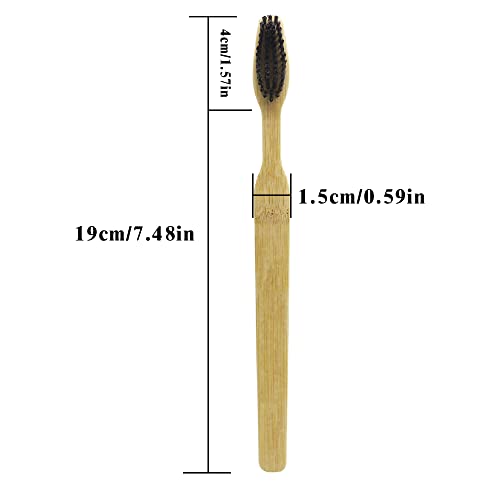 Colincie Extra Hard & Firm Bamboo Charcoal Toothbrush Long Head with Wide Thi...