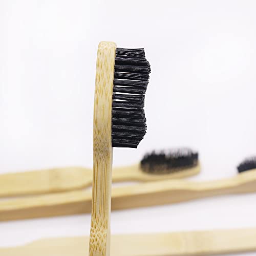 Colincie Extra Hard & Firm Bamboo Charcoal Toothbrush Long Head with Wide Thi...