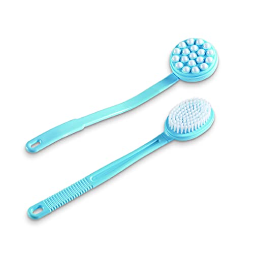 Long Body Brush with Lotion Wand and Blue Handle - Set of 2, Blue