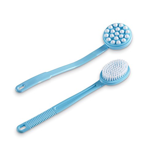 Long Body Brush with Lotion Wand and Blue Handle - Set of 2, Blue