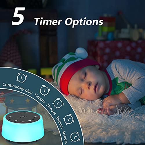 Color Noise Sound Machines with 10 Colors Night Light 25 Soothing Sounds and ...