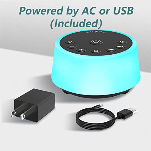 Color Noise Sound Machines with 10 Colors Night Light 25 Soothing Sounds and ...