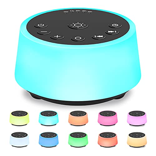 Color Noise Sound Machines with 10 Colors Night Light 25 Soothing Sounds and ...