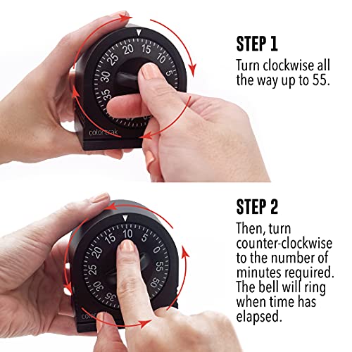 Colortrak 60 Minute Wind Up Timer, Easy To Operate, Set for Short Time, Sets ...