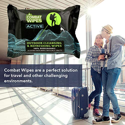 Combat Wipes ACTIVE Outdoor Wet Wipes | Extra Thick, Ultralight, Biodegradabl...