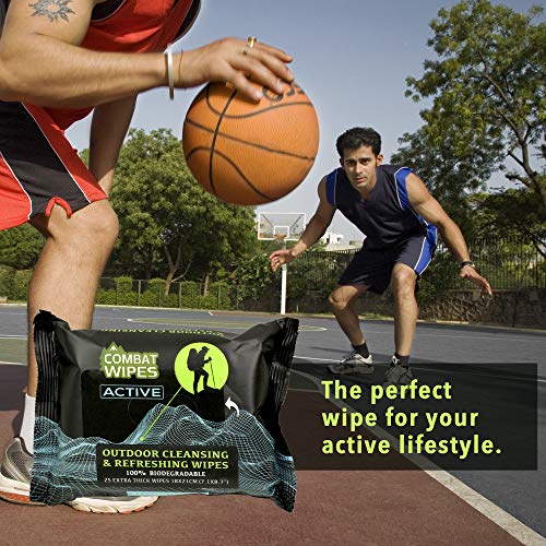 Combat Wipes ACTIVE Outdoor Wet Wipes | Extra Thick, Ultralight, Biodegradabl...