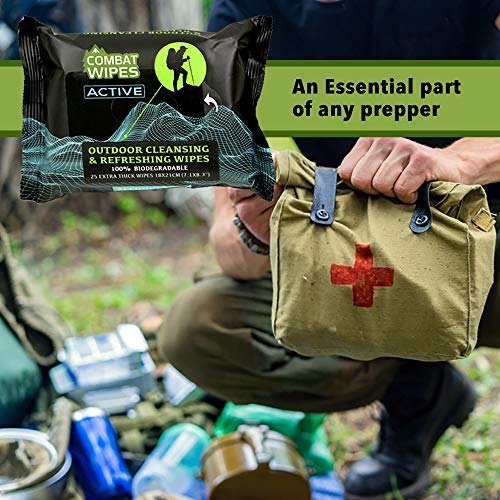 Combat Wipes ACTIVE Outdoor Wet Wipes | Extra Thick, Ultralight, Biodegradabl...