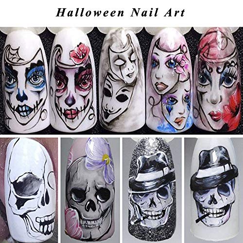 25 Sheets Halloween Nail Stickers Day of The Dead Water Transfer Nail Decals ...