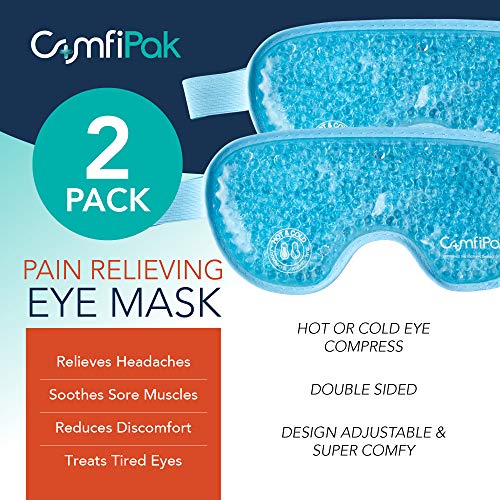 Gel Eye Mask for Sleeping, 2 Pack - Reusable Hot and Cold Compress - Gel Bead...