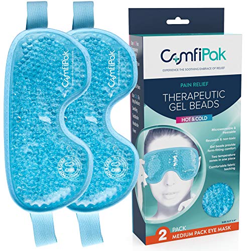 Gel Eye Mask for Sleeping, 2 Pack - Reusable Hot and Cold Compress - Gel Bead...