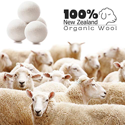 Wool Dryer Balls Organic 4 Pack XL,100% New Zealand Wool Natural Fabric Softe...