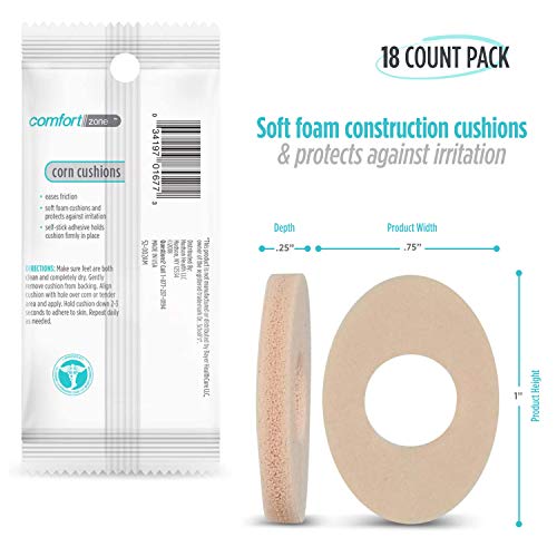Comfort Zone Corn Cushions for Feet, Self-Stick Adhesive Foot Care Cushions t...