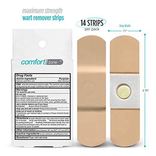 Comfort Zone One Step Wart Remover Strips, Maximum Strength Salicylic Acid Wa...