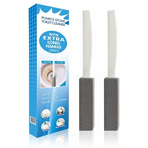 Comfun Pumice Stone for Toilet Cleaning Extra Long Handle 2 Pack
