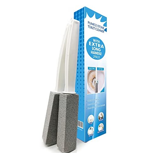 Comfun Pumice Stone for Toilet Cleaning with Extra Long Handle 2 Pack