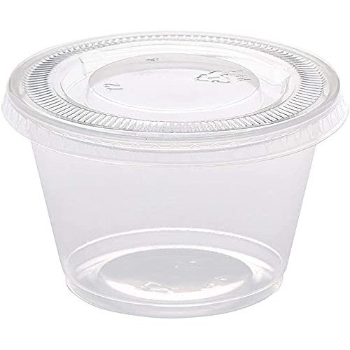 [100 Sets - 4 oz.] Plastic Portion Cups With Lids, Souffle Cups, Jello Shot Cups