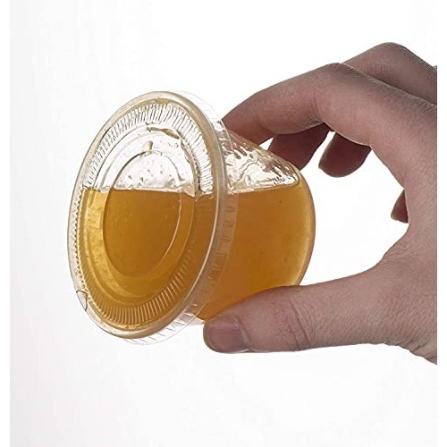 [100 Sets - 4 oz.] Plastic Portion Cups With Lids, Souffle Cups, Jello Shot Cups