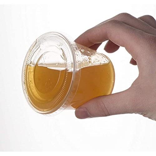 [200 Sets - 5.5 oz.] Plastic Disposable Portion Cups with Lids, Souffle Cups,...