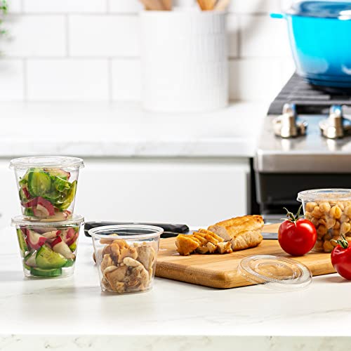 [200 Sets - 5.5 oz.] Plastic Disposable Portion Cups with Lids, Souffle Cups,...