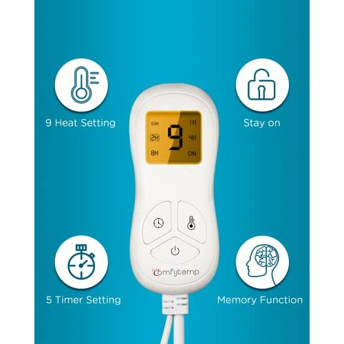 Heating Pad Upgraded, Comfytemp Electric Heat Pad | 9 Heat Setting, Stay On, ...